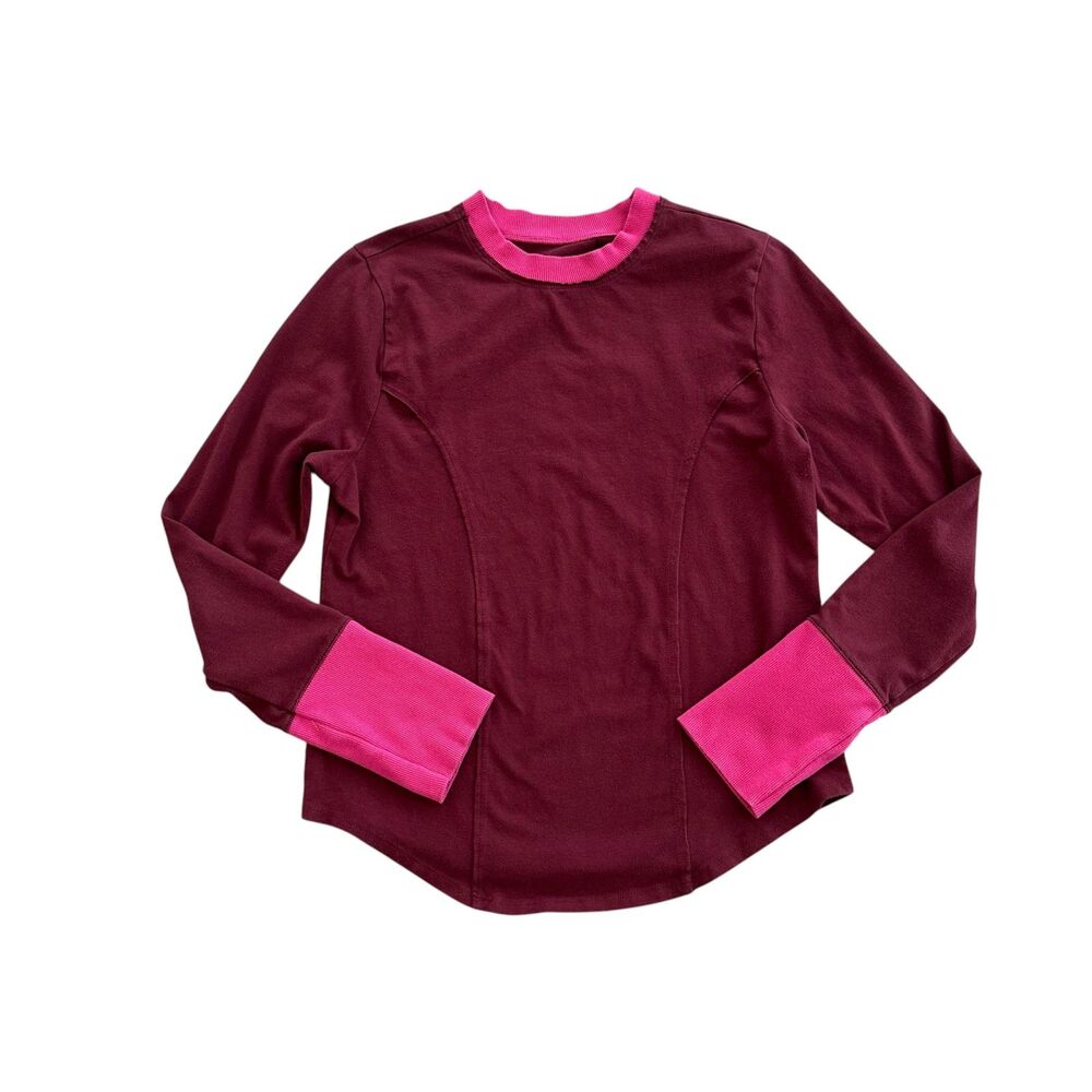 Anthropologie Maeve Long Sleeve Seamed Tee Size L Fits Like S/M